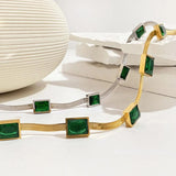 Green Baguette CZ Charm Chain Choker Necklace