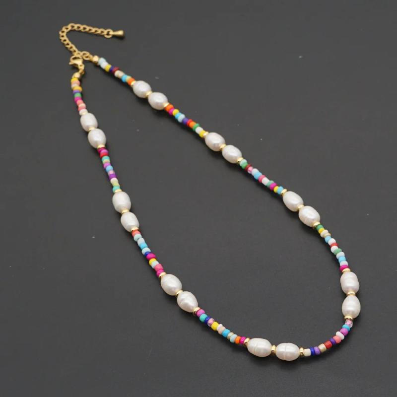 Bohemia Choker Multi-Color Beads Pearl Neck
