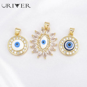 Copper Plated Pendants Enamel Turkey Greece Evil Eye Charms