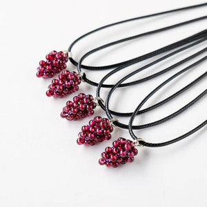 Garnet Stone Pendant Necklace Jewelry Rope Chain Choker
