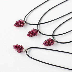 Garnet Stone Pendant Necklace Jewelry Rope Chain Choker
