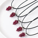 Garnet Stone Pendant Necklace Jewelry Rope Chain Choker