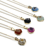 Reiki Chakra Stone Pendant Necklace Healing Quartz Flower Agate Crystal