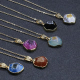 Reiki Chakra Stone Pendant Necklace Healing Quartz Flower Agate Crystal