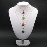 Reiki Chakra Stone Pendant Necklace Healing Quartz Flower Agate Crystal