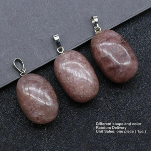 Natural Stone Pendant Big Quartz Pendulum Necklace