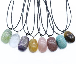 Natural Stone Pendant Big Quartz Pendulum Necklace