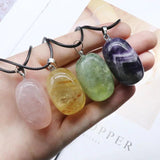Natural Stone Pendant Big Quartz Pendulum Necklace
