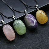 Natural Stone Pendant Big Quartz Pendulum Necklace