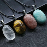 Natural Stone Pendant Big Quartz Pendulum Necklace