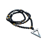 Vintage Style Crown Beaded Strand Chain Necklace Men Triangle Pendant