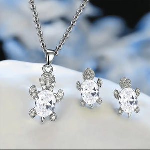 Silver Sea Tortoise Zircon Necklace for Women Girl