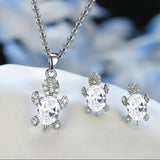 Silver Sea Tortoise Zircon Necklace for Women Girl