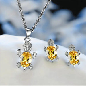 Silver Sea Tortoise Zircon Necklace for Women Girl