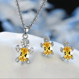 Silver Sea Tortoise Zircon Necklace for Women Girl