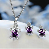 Silver Sea Tortoise Zircon Necklace for Women Girl