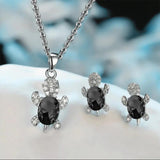 Silver Sea Tortoise Zircon Necklace for Women Girl