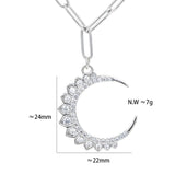 Zircon Crescent Moon Pendant Necklace Stainless Steel Chain Female Choker