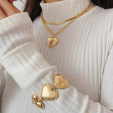 Layers Pendant Necklace Love Heart Choker Clavicle Statement Jewelry