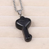 Natural Stone Heart Key Pendant Necklace Opal Agate Tiger Eye Healing Crystals