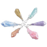 Irregular Crystal Pillar Pendant Silver Wire Raw Mineral Quartz Pendulum