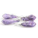 Irregular Crystal Pillar Pendant Silver Wire Raw Mineral Quartz Pendulum