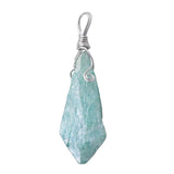 Irregular Crystal Pillar Pendant Silver Wire Raw Mineral Quartz Pendulum