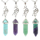 Hexagonal Pointed Amethysts Quartz Pendant Necklace
