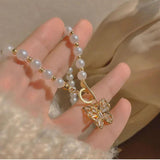 Pearl Crystal Butterfly Pendant Necklace Clavicle Chain Choker