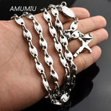 6mm Stainless Steel Cross Rosary Necklace, Christmas Religious Catholic Jewelry