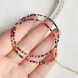 Colorful Chakra Crystal Necklace 2mm Small Stone Beads Healing