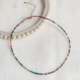 Colorful Chakra Crystal Necklace 2mm Small Stone Beads Healing