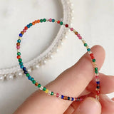 Colorful Chakra Crystal Necklace 2mm Small Stone Beads Healing