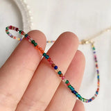 Colorful Chakra Crystal Necklace 2mm Small Stone Beads Healing