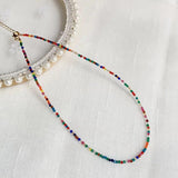 Colorful Chakra Crystal Necklace 2mm Small Stone Beads Healing