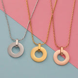 2pcs Stainless Steel Round Blank Pendant Necklaces for Women Jewelry