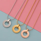 2pcs Stainless Steel Round Blank Pendant Necklaces for Women Jewelry