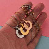 2pcs Stainless Steel Round Blank Pendant Necklaces for Women Jewelry