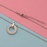 2pcs Stainless Steel Round Blank Pendant Necklaces for Women Jewelry