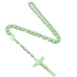 Large Luminous Plastic Beads Rosary Cross Pendant Wall Necklace