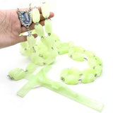 Large Luminous Plastic Beads Rosary Cross Pendant Wall Necklace