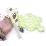 Large Luminous Plastic Beads Rosary Cross Pendant Wall Necklace