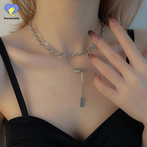Stainless Steel Bead Necklace Light Clavicle Chain