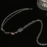 Pink Crystal Square Necklace for Women