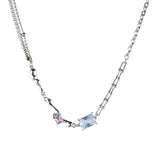 Pink Crystal Square Necklace for Women