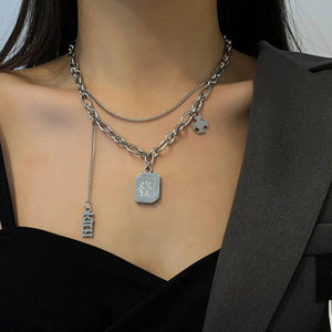 FORTUNE Chinese Character Double Layers Necklace