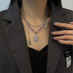 FORTUNE Chinese Character Double Layers Necklace