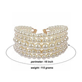 Vintage Pearl Necklace Short Choker Pendant Bridal Jewelry