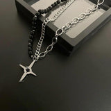 Beans Cross Star Stainless Steel Necklace Clavicle Sweater Chain