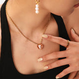 Heart Pendant Choker Necklace Women Solid Jewelry